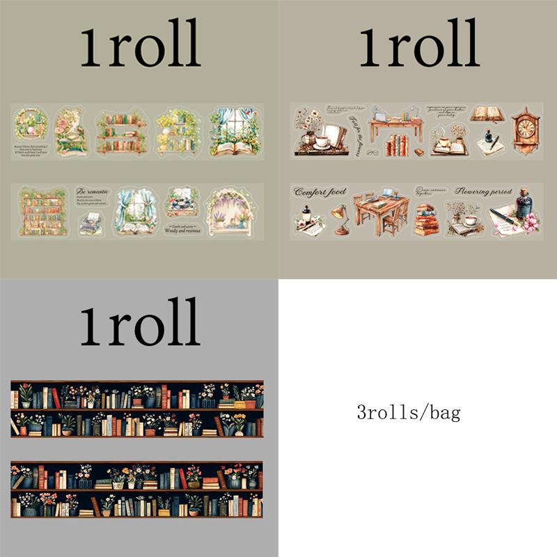 Mr. Paper 3Rolls/bag Read Together Time Series Die-cut PET Tape Handbook Beautiful Tape DIY Picture Album Photo Frame Diary