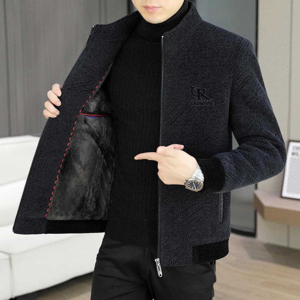 Pierre Cardin Herren Chenille Wolljacke - Jugendlich Lässig, Mit Samt gefüttert, Warm, Winterkleidung