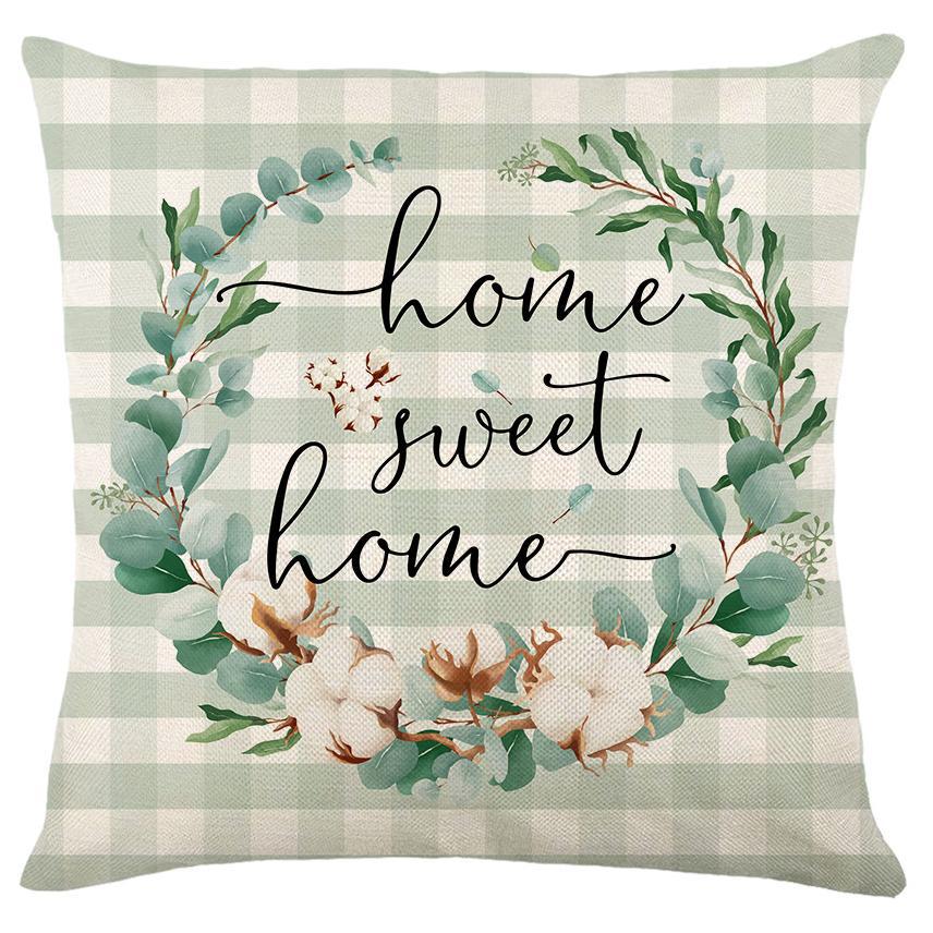 Spring and Summer Pillowcase Bedroom Living Room Sofa Pillowcase Linen Floral Decoration Pillow Cushion