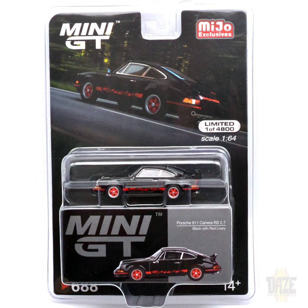 MINI GT Масштаб 1:64 MIJO EXCLUSIVE - Porsche 911 Carrera RS 2.7 (Черно-красная ливрея) слоновая кость
