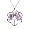 Silver Winding Flower Tree Of Life Necklace Gravel Crystal Pendant N72