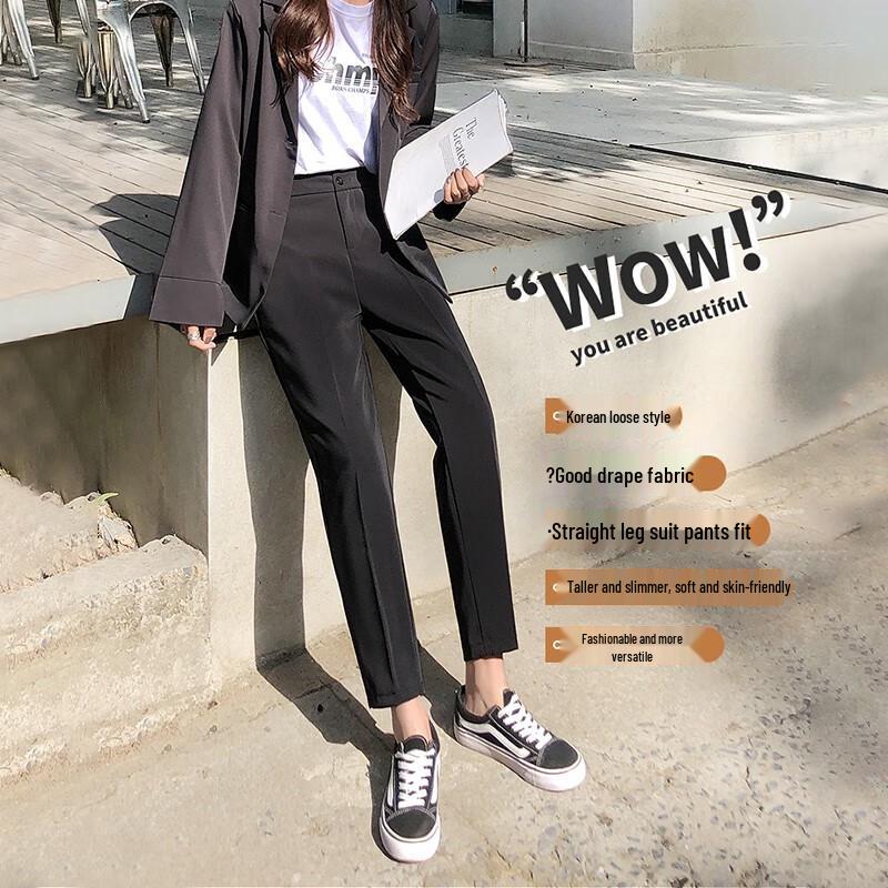 LANGSHA Women's High-Waist Loose Cropped Casual Pants