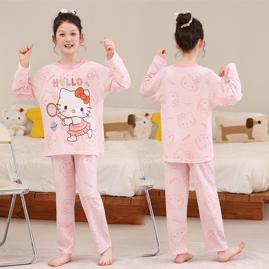 Spring & Autumn Cartoon Print Pajamas for Men & Girls – Light Homewear in Korean Style