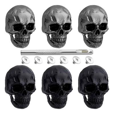 3D Skelett Pins Metall Totenkopf Niete Schraube Leder Handwerkswerkzeug Totenkopf Knopfschrauben mit Bohrwerkzeug Zum Basteln