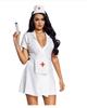 Halloween Women Nurse Fancy Dress Costume Lapel Collar Nurse Uniform with Belt Hat for Party Shows Cosplay Outfit