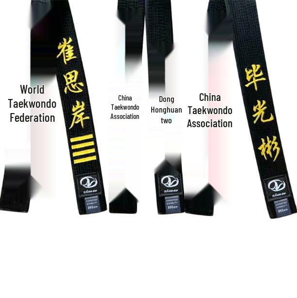 Zhuo Ao Schwarzer Taekwondo Trainer Gürtel mit gestickten Zeichen