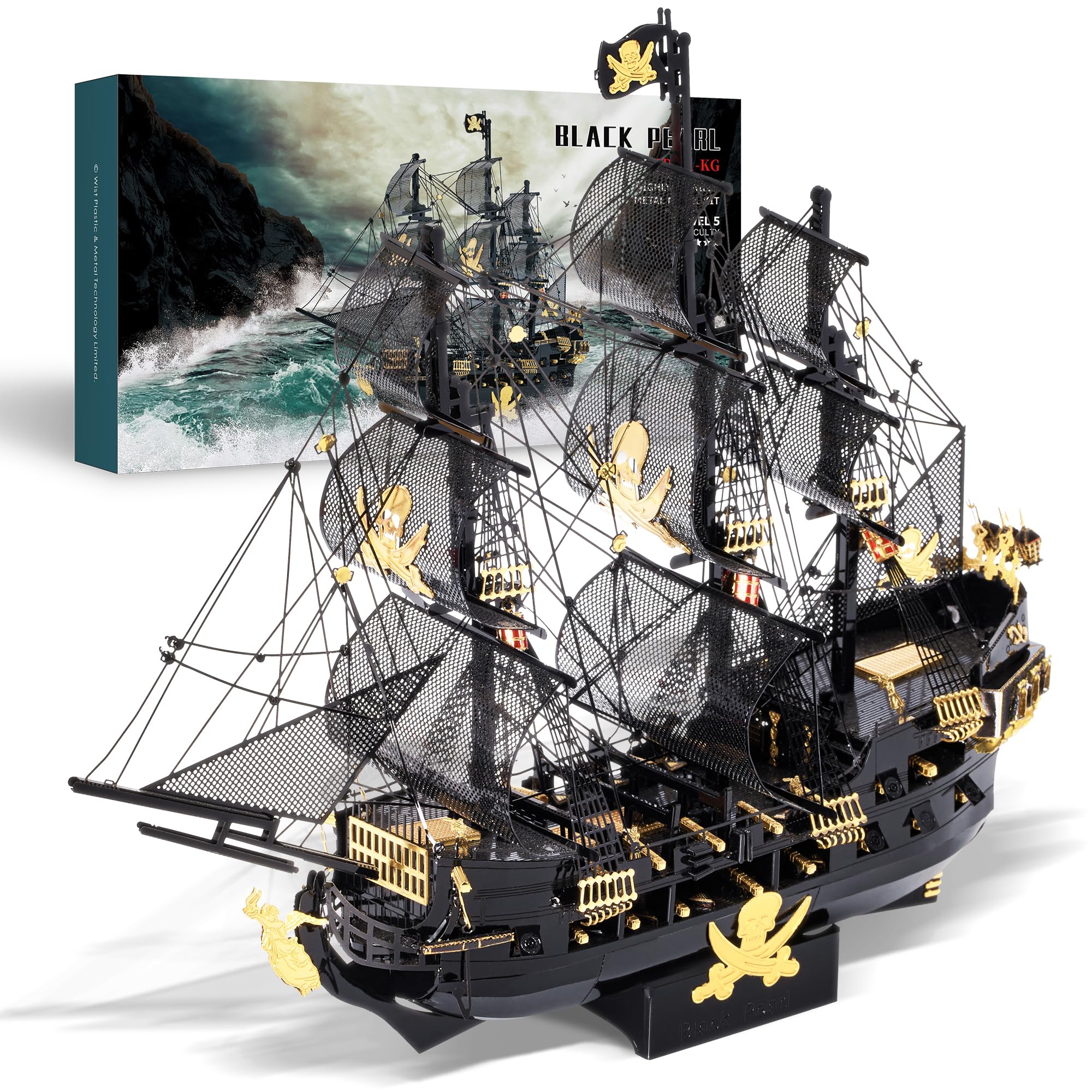

Piececool 3D Black Pearl Sailing Pirate Metallic Nano 3D Metal Assembly No Glue Difficulty Level 5 Ornament Puzzle (Special Edition) Ship, Ship, чёрный