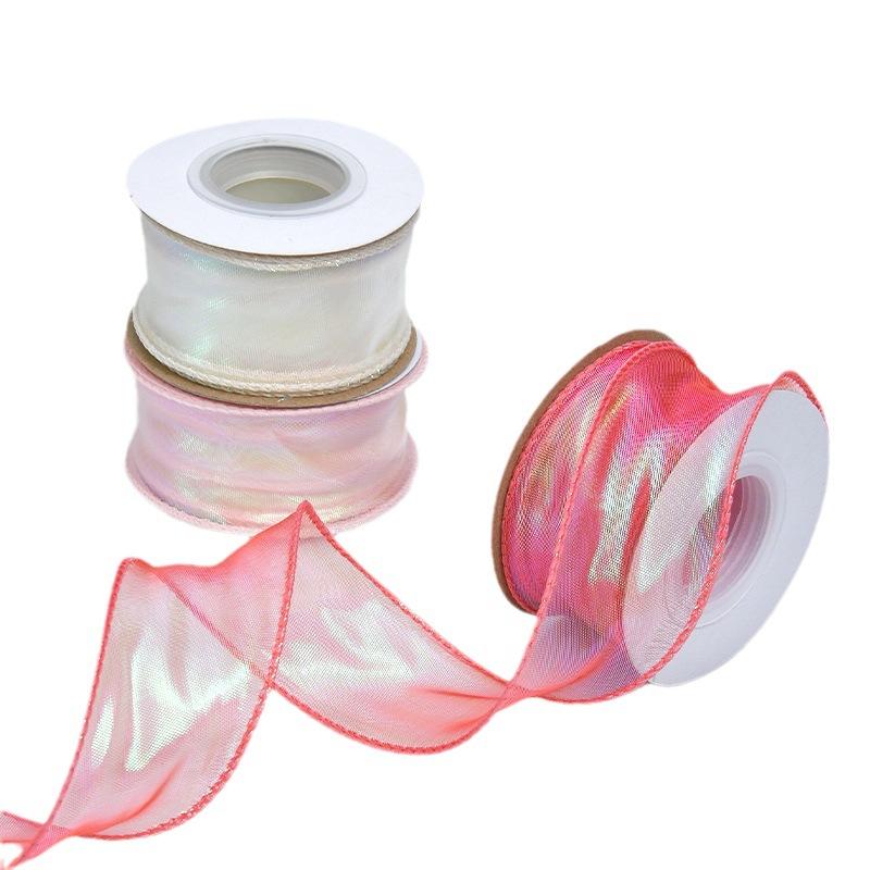Elegant Multifunction Flat Seven-color Laser Fishtail Yarn Colorful Ribbon Hairpin Headdress Bow Flowers Cake Decorative Materials Home Decoration