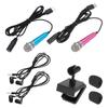 Uxcell Mini Microphone for Cell with Sponge Phone Pack of 2 Phones, C-Type Microphone, Small, Holder, Cover, Earphone, Recording, Blue/Hot Pink,