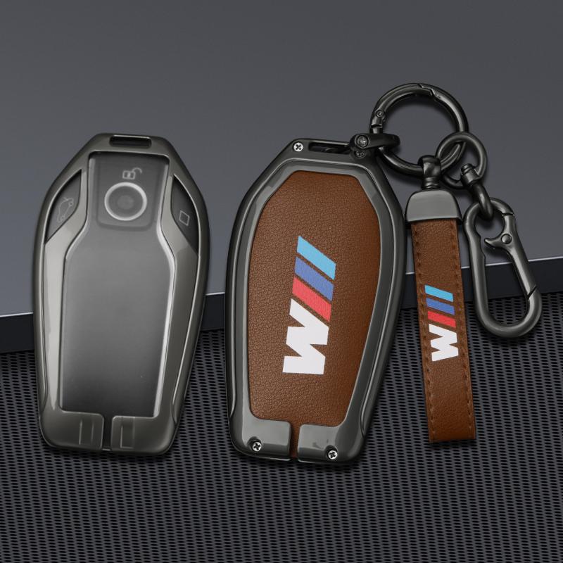 IAMS9 Alloy Leather Car Key Case Cover For BMW M 5 6 7 Series 530le Gt X3 X4 730li 740 G12 G30 G31 G32 I8 I12 I15 Keychain Accessories