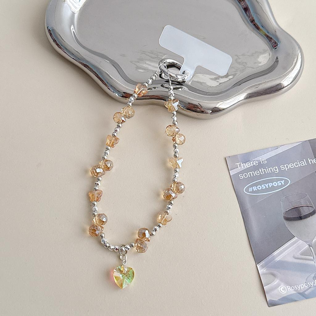 Premium sense water drop crystal love pendant mobile phone chain ins butterfly handmade beaded keychain bag pendant batch