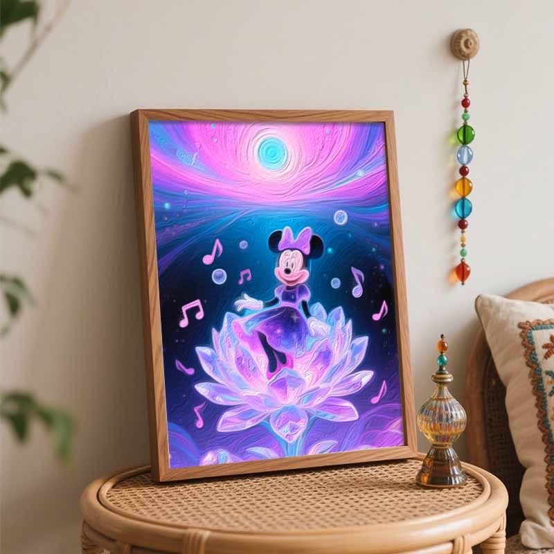 Disney Minnie Mouse Galaxy Musical Flower Digital Oil Painting Hand Painting Kit Diy Home Decoration