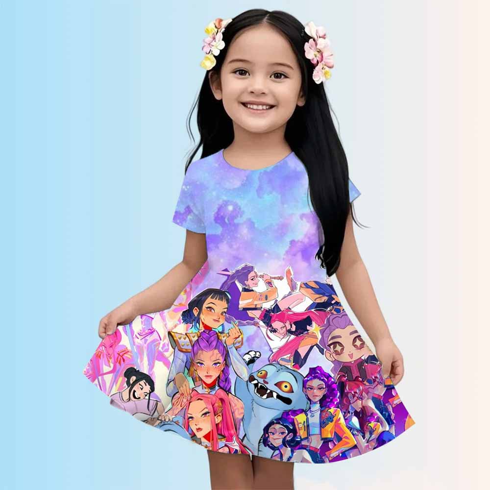 Kpop Hunter Girls 3d Devil Dress New Summer Linen Cute Casual Fashion Bestseller For Children