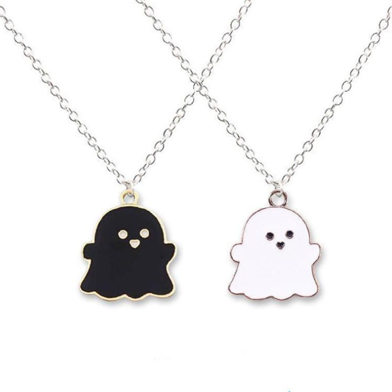 2pcs Cute Ghost Pendant Necklaces For Women Men Best Friend Lovely Ghost Pendant Couple Necklace Fashion Jewelry