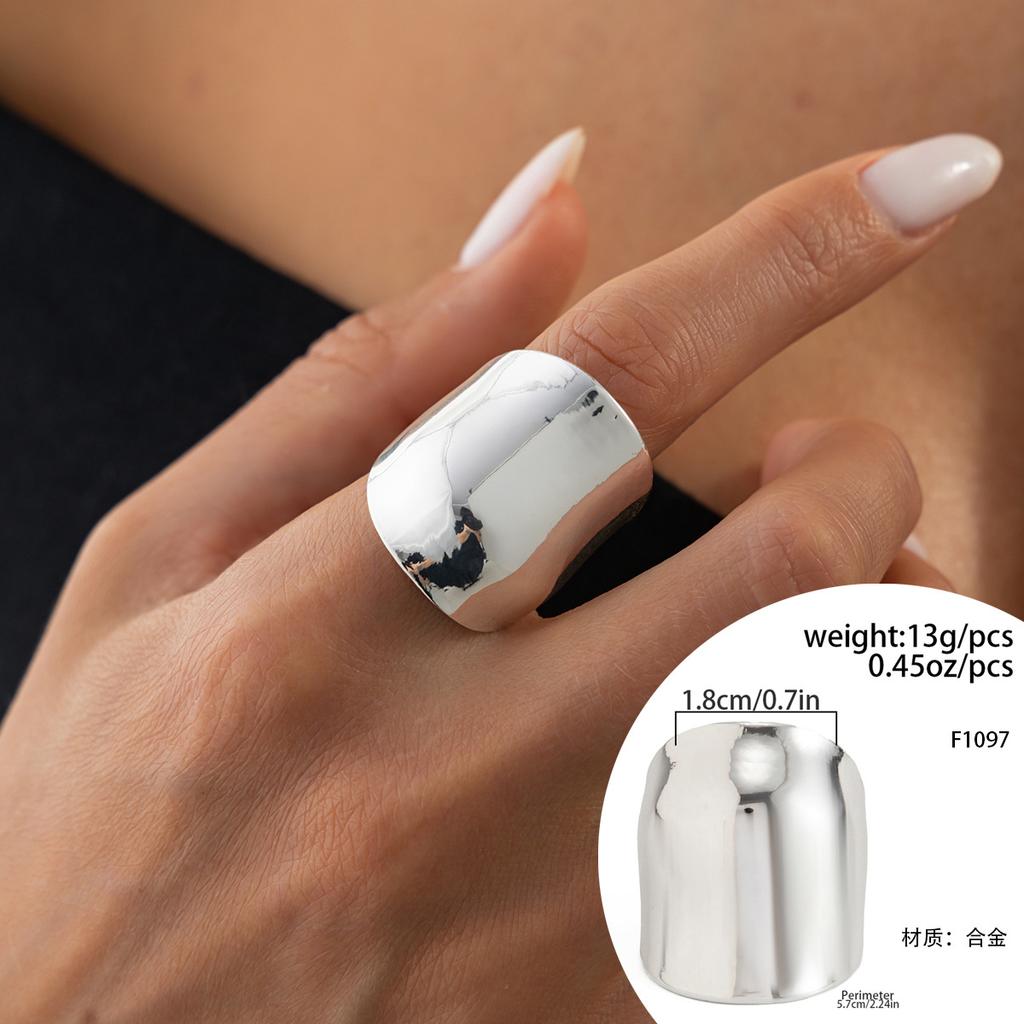 European and American Exaggerated Mirror Ins Wind Wide Surface Ring, Simple Square Geometric Resin Gem Ring Jewelry Women