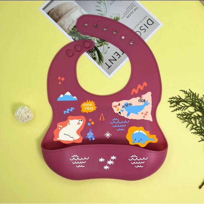 Waterproof Silicone Baby Bib - Large, Wash-Free, Drool & Meal Bib for Newborns and Children