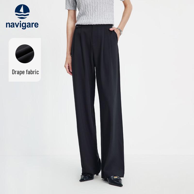 Navigare Women s Draped Straight-Leg Casual Trousers L