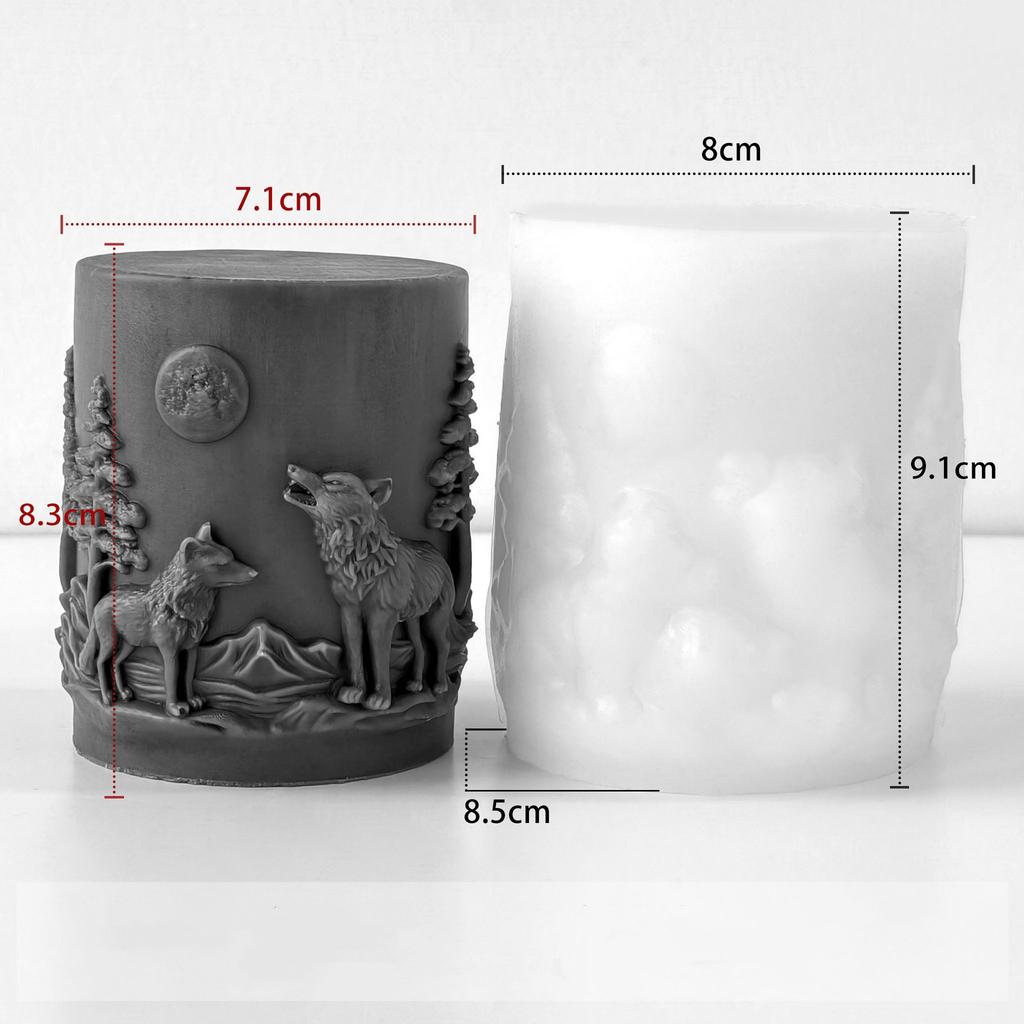 Diy Epoxy Resin Mold Non-Stick Cylindrical Silicone Mold Wolf Head Candle Mold Temperature-Resistant For Gifts Home Decoration
