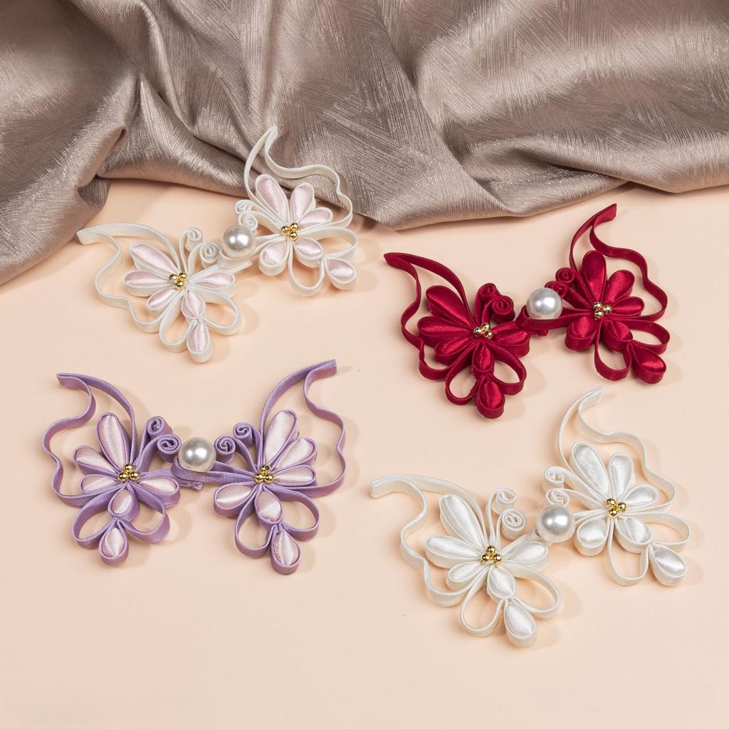 1pcs Chinese Frog Closures with Pearl Butterfly Buttons Knot Buttons for Qipao, Hanfu Tang Suit Traditional Clothing Accessories