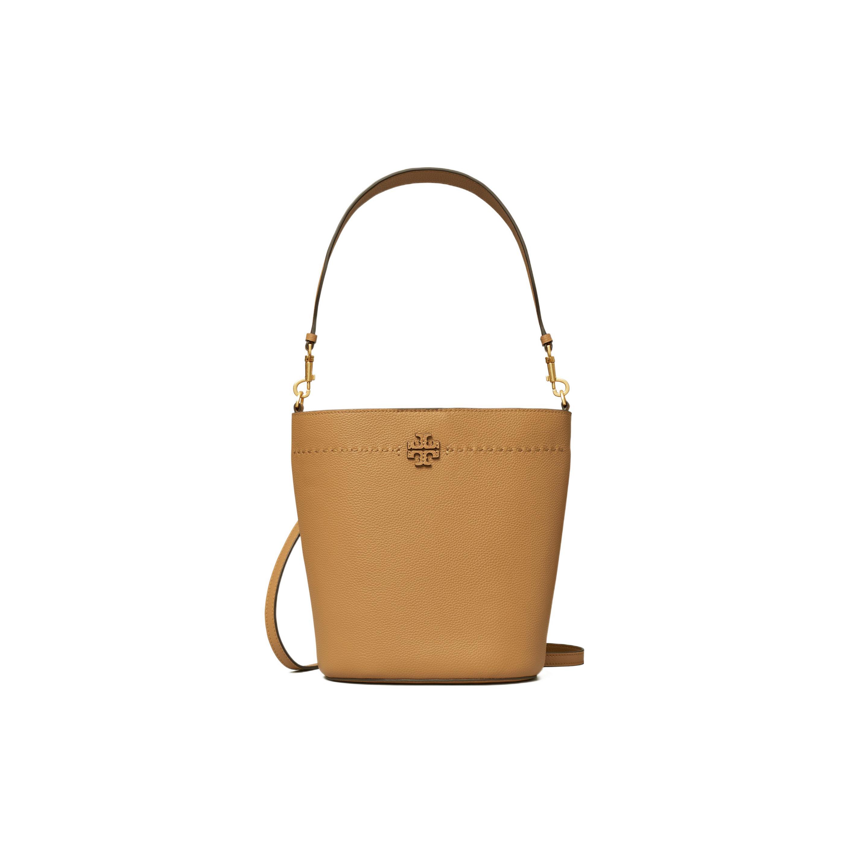 

Tory Burch Mcgraw Minimalist Fashion Detachable Shoulder Strap Leather Bucket Bag Women Bags Brown 143544-227 Basic Set (Bag+Dust Bag)