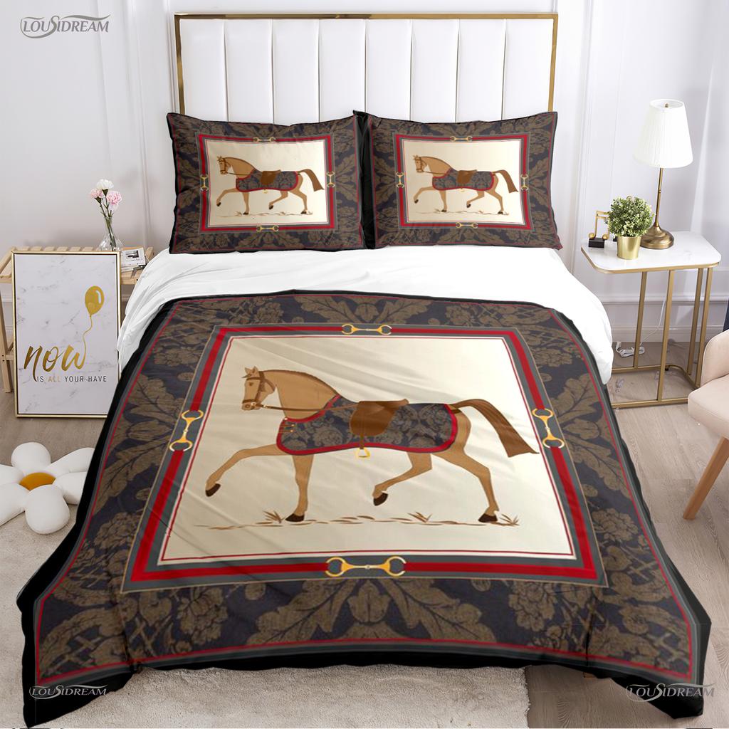 Persia Galoping Horse Al Season Duvet High-End Premium Cover Beding Sets Soft Comfortable Quilt Cover plus Pilowcases Ten Single/Double/Quen/King