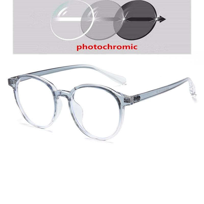 Transparent Blue Frame Blue Light Blocking Round Minus Diopter Glasses Prescription 0 To -6 0