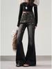 Women's Retro Rhinestone Star Denim Flare Pants