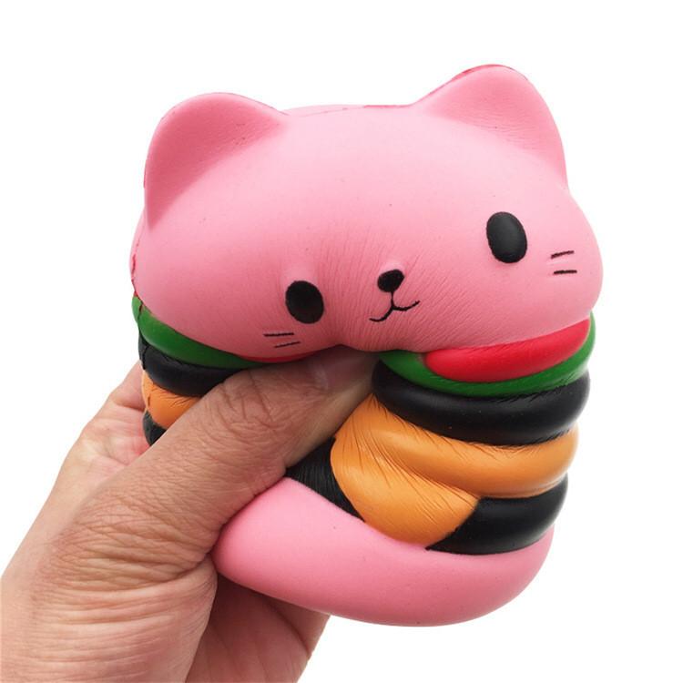 Koci Hamburger Squishy Zabawka z Powolnym Odbiciem Miękki Materiał PU Do Redukcji Stresu i Jako Prezent