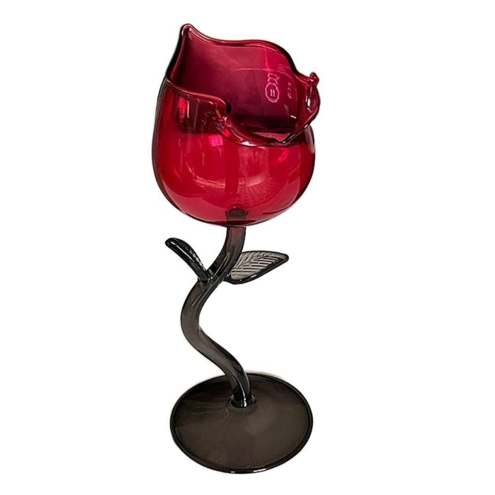 

Rolled Cup-rimmed Rose Wine Glass Red Wine Cup Candle Holder Rose Goblet Valentine s Day чёрный