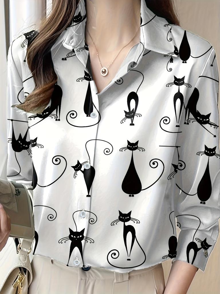 Women's Floral Printed Long Sleeve Blouse Fashion Tops Women's Elegant Blouse Tops Women's Commuter Office Clothing