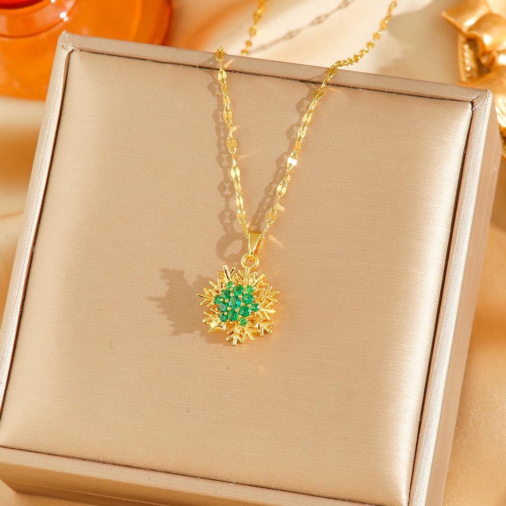 Japan and South Korea Simple Popular Wind Titanium Steel Necklace Female Niche Exquisite Internet Celebrity Zircon Clavicle Chain High-end Jewelry