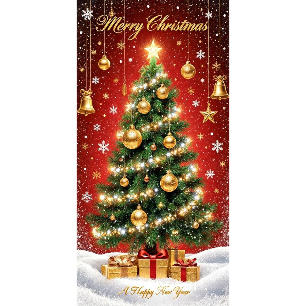 Door Hanging Christmas Door Cover Atmosphere Arrangement Background Santa Claus Banner Old Man Snowman Holiday Props