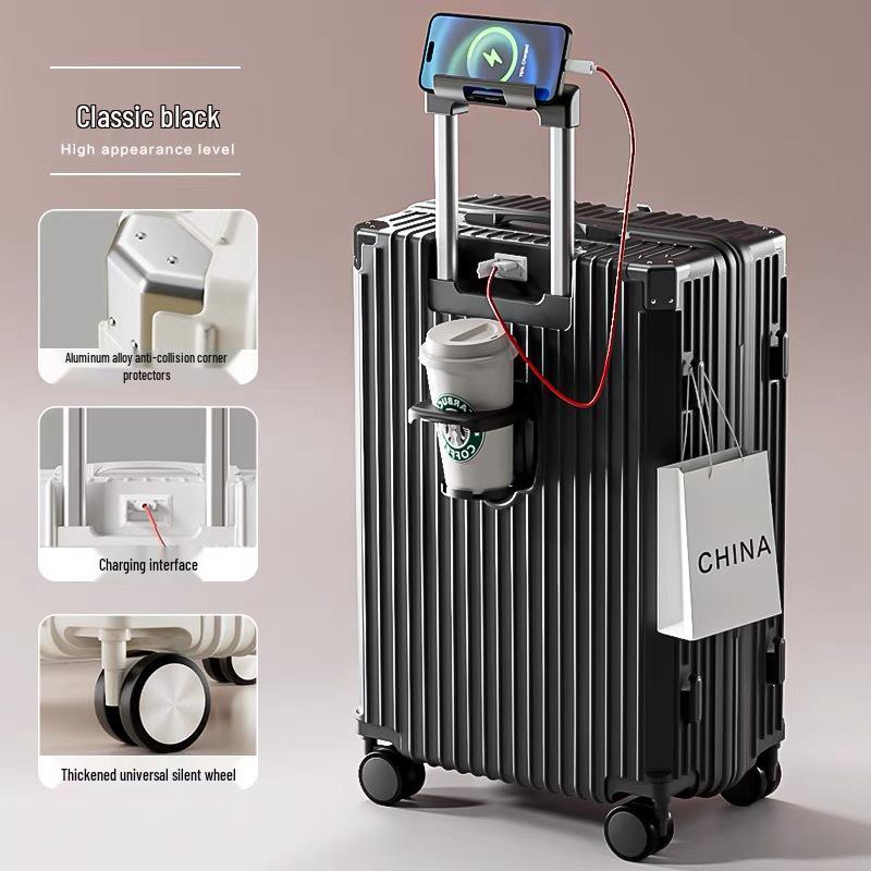 Sturdy Multifunctional Trolley Suitcase with Universal Wheels - Large Capacity, Secure Password Lock, Unisex Design