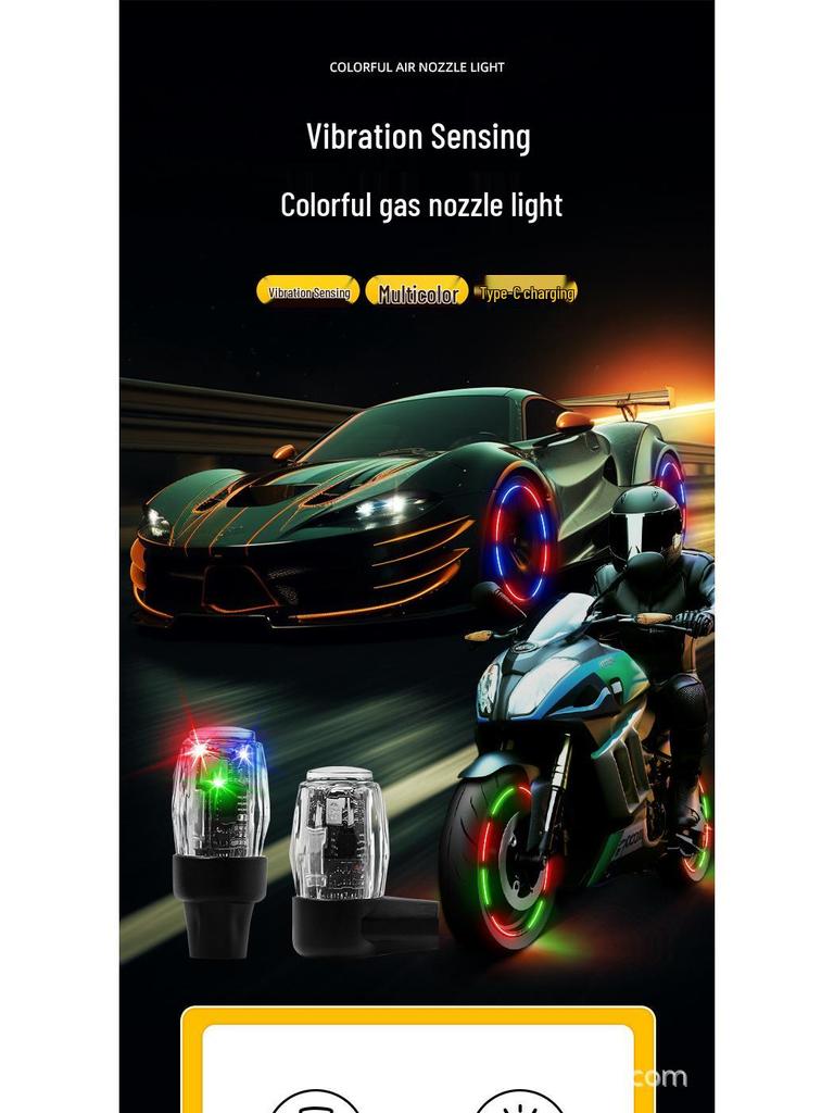 Flashing LED Tire Valve Cap Light - Waterproof, Strobe, Decorative for Cars, Motorcycles, Hot Wheels
