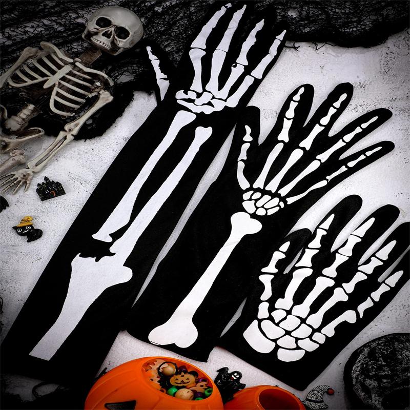 2025 Halloween Vita Skeletthandskar för Vuxen Skräckkostymfest Läskig Spökcosplay Utklädningsmaterial