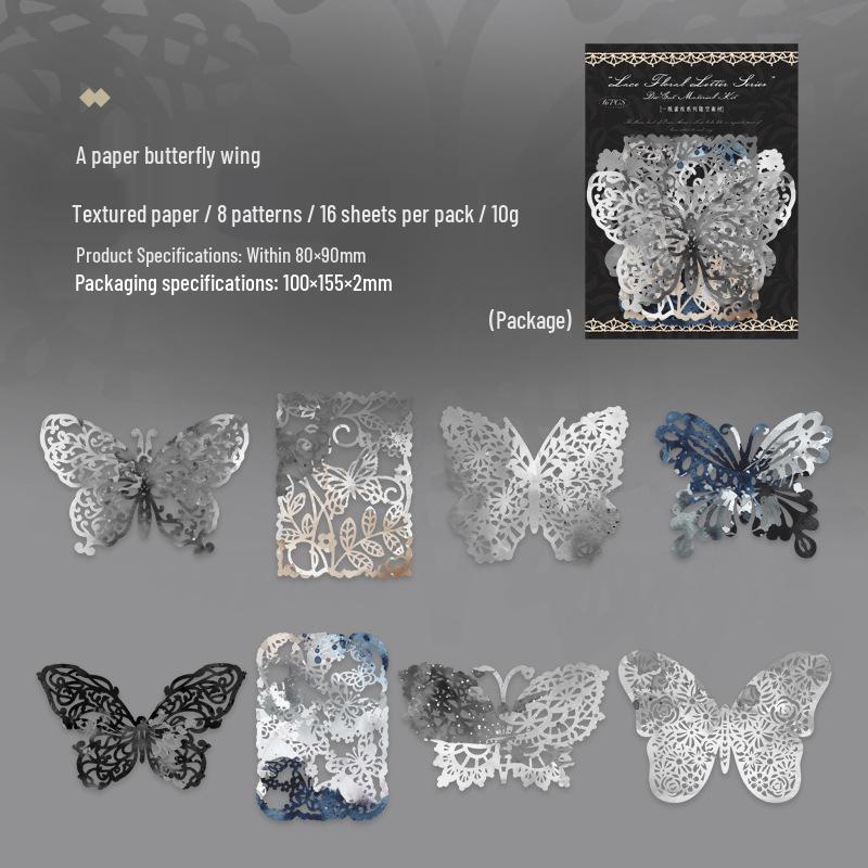 Ketchup Girl Retro Journal Paper Lace Set: 4 Styles, 16 Sheets, Scenery Design