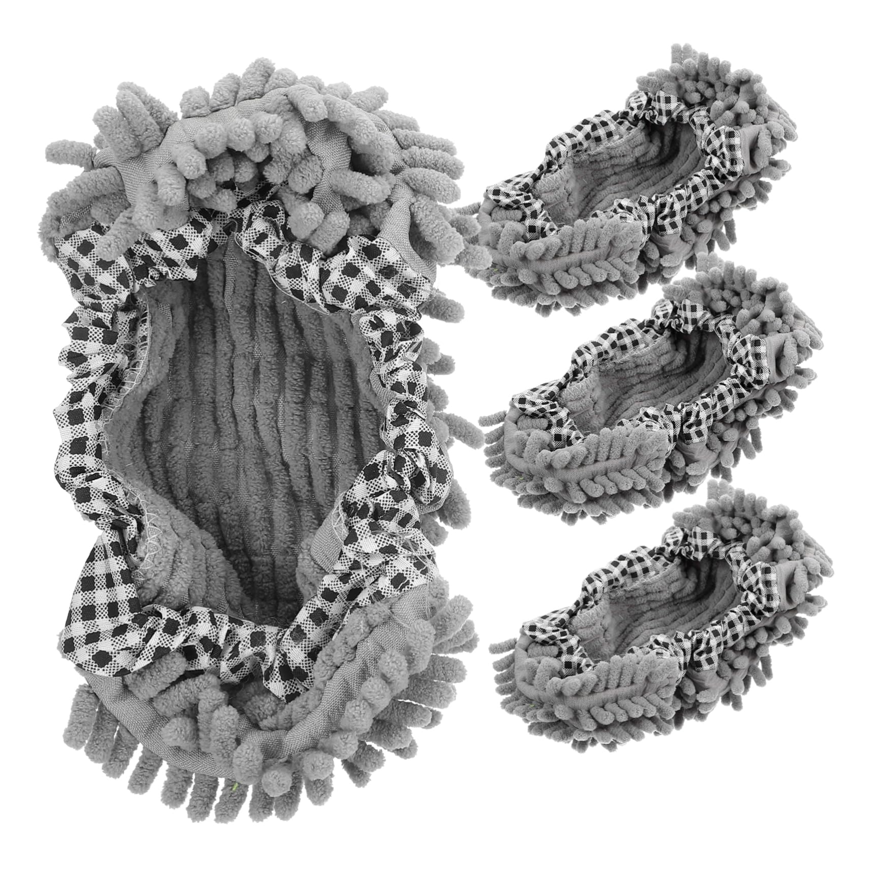 

TOVINANNA 4 пары тапочек для мытья пола, тапочки-швабры из микрофибры, тапочки-пыльники для мытья пола, носки-швабры, домашние тапочки-швабры серый