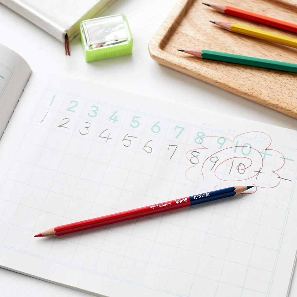Tombow Round 1 Pencils, Red/Blue (55) Hexagonal, Point, 12-Piece Set, ippo!, Dozen, CV-KIVP
