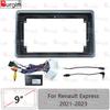 Car Radio Fascia Frame For Renault Express - 9 Inch 2DIN Stereo Panel Harness Power Cord Cable Adapter Canbus Decoder