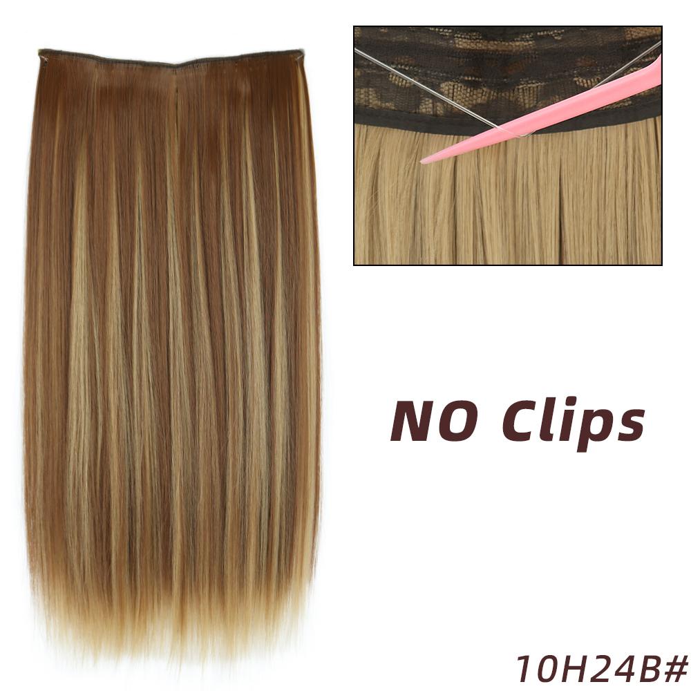 MISSQUEEN Lung drept Blond deschis Culori mixte Extensii de păr invizibile Fibră sintetică Purtare zilnică Fără agrafe Postiță