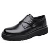 2024 autumn and winter new men's business dress leather shoes men's round head platform Velcro men's shoes British casual 9355