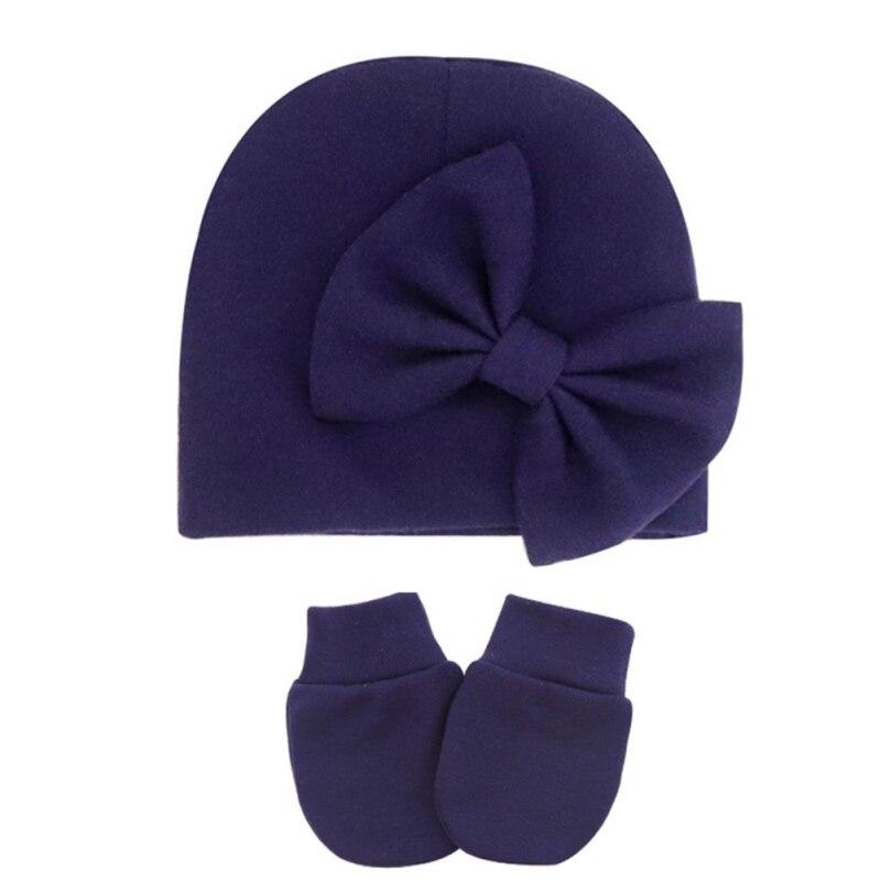 Baby Stuff Accessories Baby Girl Hat Anti-grip Gloves Set Infant Beanie Solid Big Bowknot Cap For Girls Kid Bow Hats
