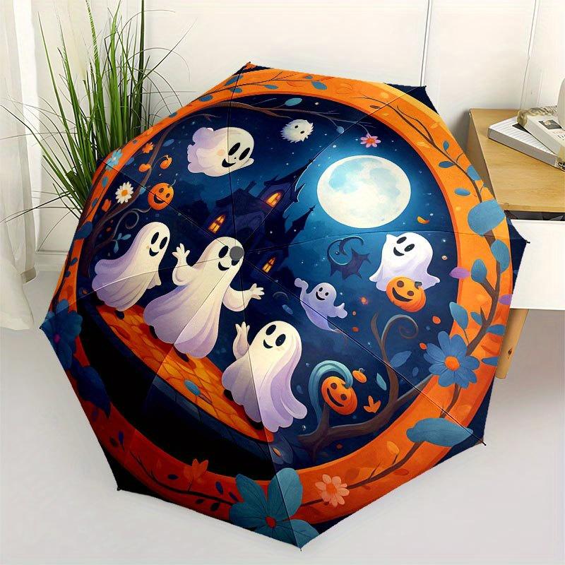 

Halloween Ghost Party Decorations: Spooky Fun for Kids!Umbrella with Cute Design, Portable 3-Fold Compact Umbrella for Men & Women, Valentine s Day Mo