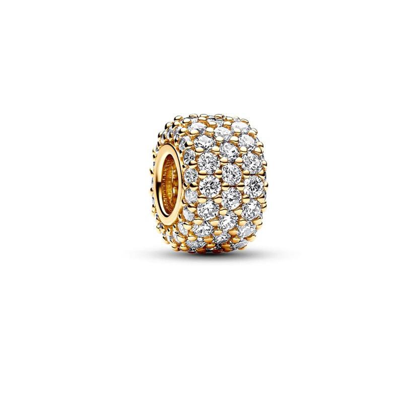 NEW Sparkling DIY Gold Serise Plating Flower Charm Clip Paw Heart Family Bead Fit European Silver Bracelet Jewelry Gift