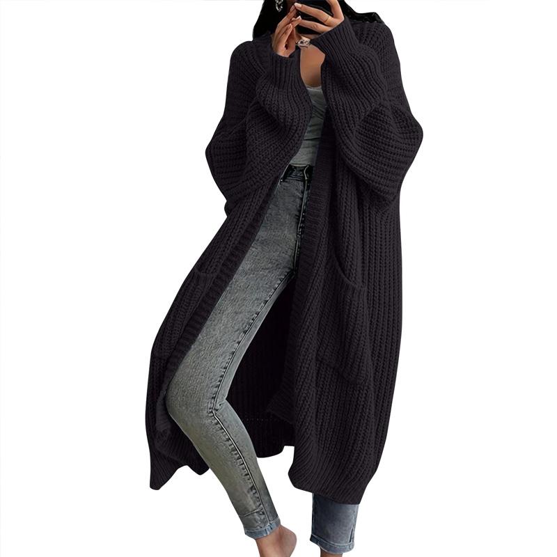 

Женский вязаный кардиган свободного кроя, длинный, однотонный, свитер-пальто, трикотаж M