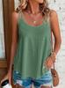 Dames Ronde Hals Mouwloze Tanktop Losse Pasvorm Broderie Jacquard Spaghettibandje Camisole Zomer Laagjes Basic Top