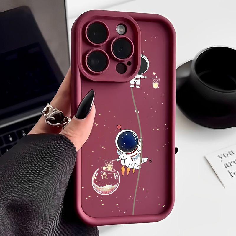 Outer Space Astronauts Phone case iPhone 15 Pro Max 11 12 13 16 14 Plus Silicone Shockproof Case Lens protector shell