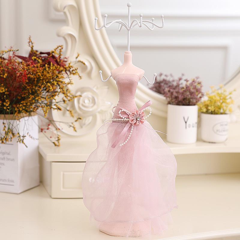 Nordic Female Jewelry Stand: Creative Pink Crystal Ornament Display Rack - 5-Piece Set
