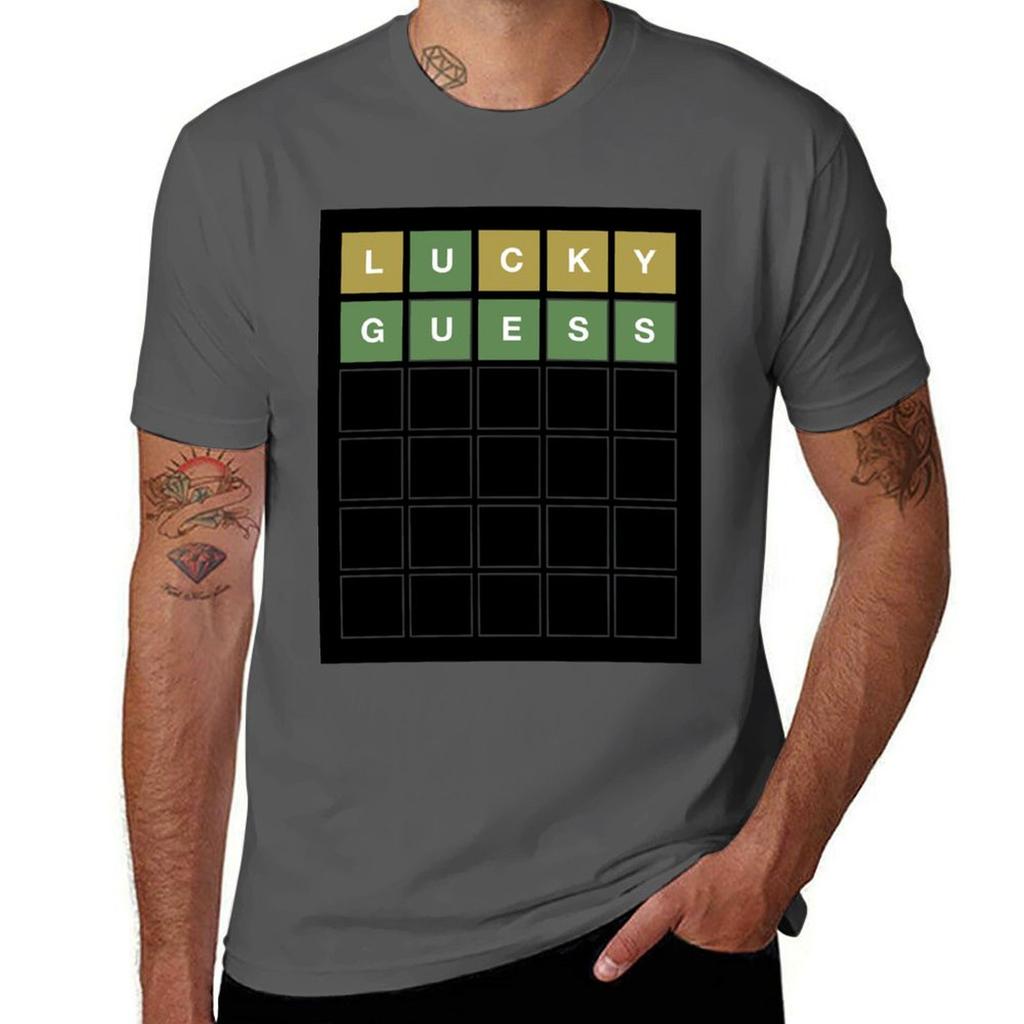Wordle Lucky Guess Funny Wordl Grid Word Game Design Classic Tshirt Unisex T Shirt Cotton 100 Cotton T Shirts Unisex 100 Tshirt