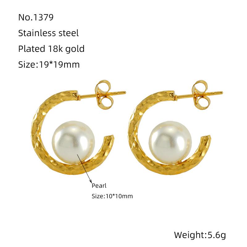 

Autumn/Winter 2023 French Geometric Pearl C-Shape Earrings - Versatile Titanium Steel Jewelry 18K
